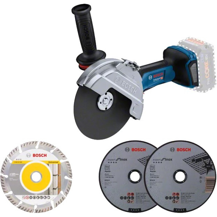 Bosch Шліфмашина кутова акумуляторна GWS 182P 125 мм 18В 2800-9000об·хв без АКБ та ЗП 1,7кг (06019H6L01)
