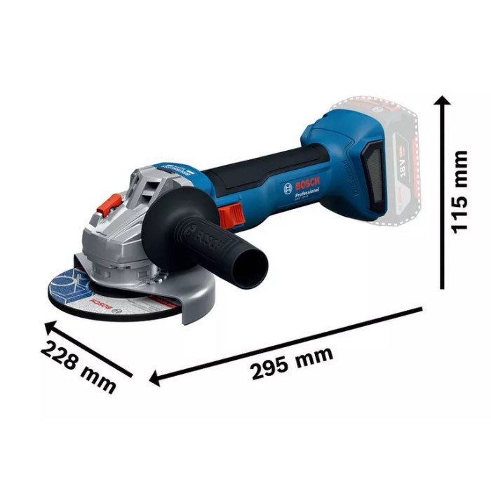 Шліфмашина кутова акумуляторна Bosch GWS 18V-8 125мм11000об·хв 1.6кг без АКБ і ЗП (06019N9000)
