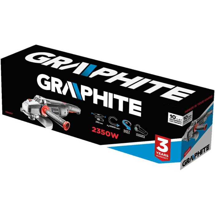 Шліфмашина кутова GRAPHITE 230мм 2350Вт 6500об·хв 4.85кг (59G207)