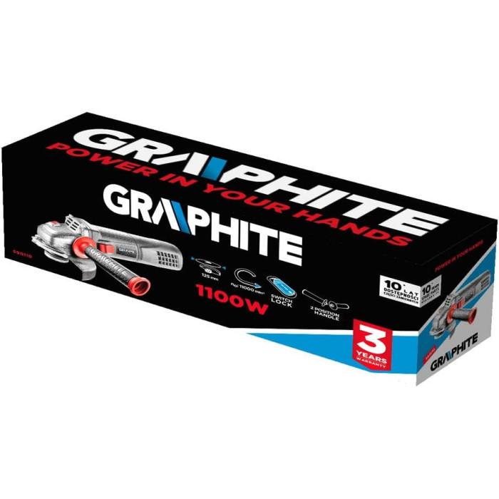 Шліфмашина кутова GRAPHITE 125мм 1100Вт 11000об·хв 2.7кг (59G110)