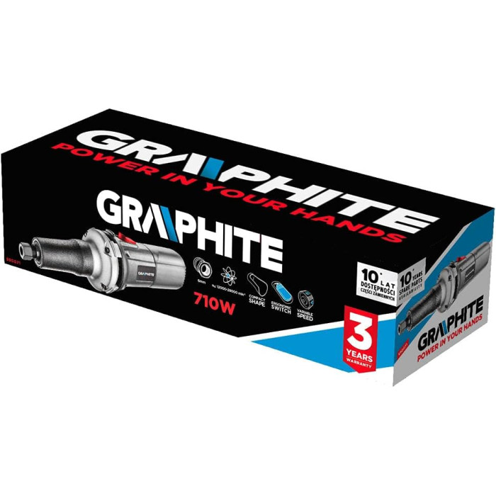 Шліфмашина пряма GRAPHITE 710Вт 12000-28000об·хв 2кг (59G071)