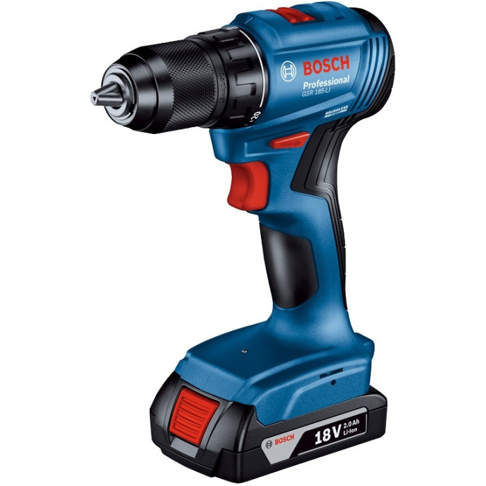 Шурупокрут-дриль акумуляторний Bosch GSR 185-LI 18В 2х2.0А·год 50Нм 500·1900об·хв 0.9кг (06019K3000)