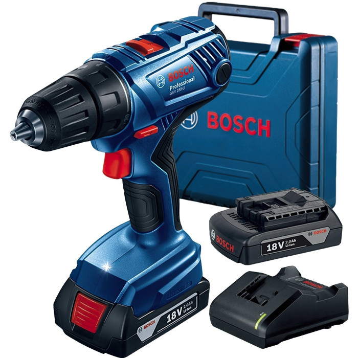 Шурупокрут-дриль акумуляторний Bosch GSR 180-LI 18В 2х2А·год 54Нм 450·1700об·хв 1.6кг (06019F8109)