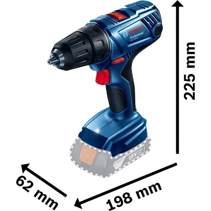 Шурупокрут-дриль акумуляторний Bosch GSR 180-LI 18В 2х2А·год 54Нм 450·1700об·хв 1.6кг (06019F8109)