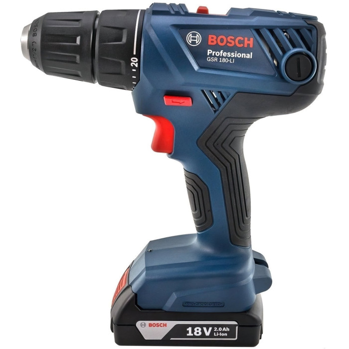 Шурупокрут-дриль акумуляторний Bosch GSR 180-LI 18В 2х2А·год 54Нм 450·1700об·хв 1.6кг (06019F8109)