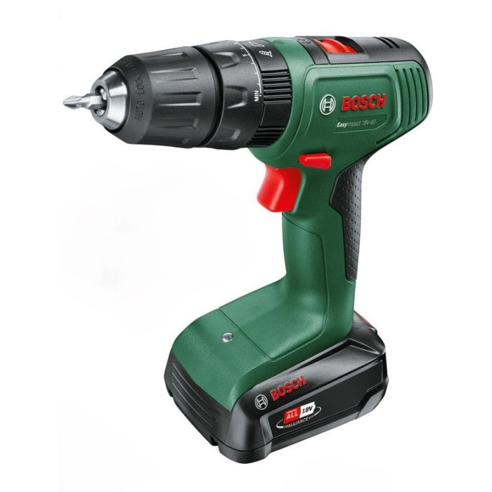 Bosch Шурупокрут-дриль акумуляторний EasyImpact 18V-40 18В 2х2А·год 20·38Нм 0-430·0-1630об·хв кейс ЗП набір з 34 предметів (АС Xline) 1.4кг (06039D8109)