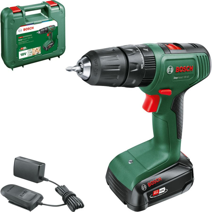 Шурупокрут-дриль акумуляторний Bosch EasyImpact 18V-40 18В 1х2А·год 20·38Нм 0-430·0-1630об·хв кейс ЗП 1.4кг (06039D8107)
