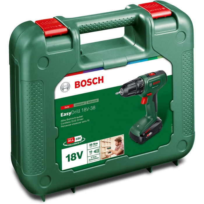 Шурупокрут-дриль акумуляторний Bosch EasyImpact 18V-40 18В 1х2А·год 20·38Нм 0-430·0-1630об·хв кейс ЗП 1.4кг (06039D8003)
