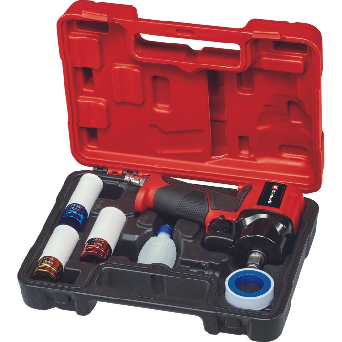 Гайковерт пневматичний Einhell TC-PW 610 Compact, 610Нм, 6.3бар, 142л/хв, М14, 3 головки, кейс, 1.14кг (4138965)