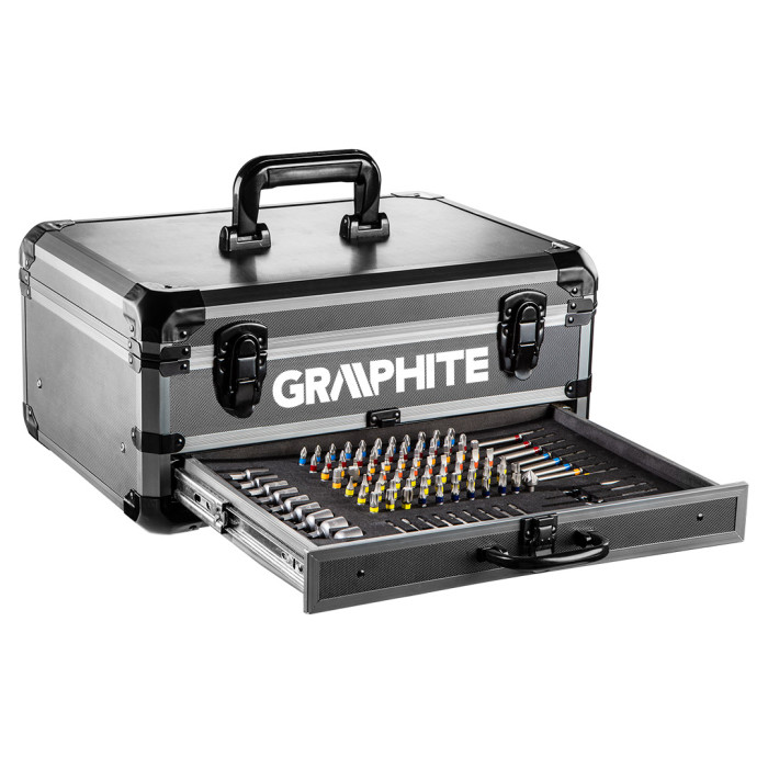 Graphite Шурупокрут-дриль акумуляторний Energy+, 18В 2х2.0А•год, 44Нм, 0-1250об•хв, набір 109шт приладдя, кейс, 7.35кг (58G022-PS15)