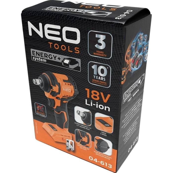 Гайковерт ударний Neo Tools Energy+ 18В безщітковий 2500об·хв 350Нм 1/2