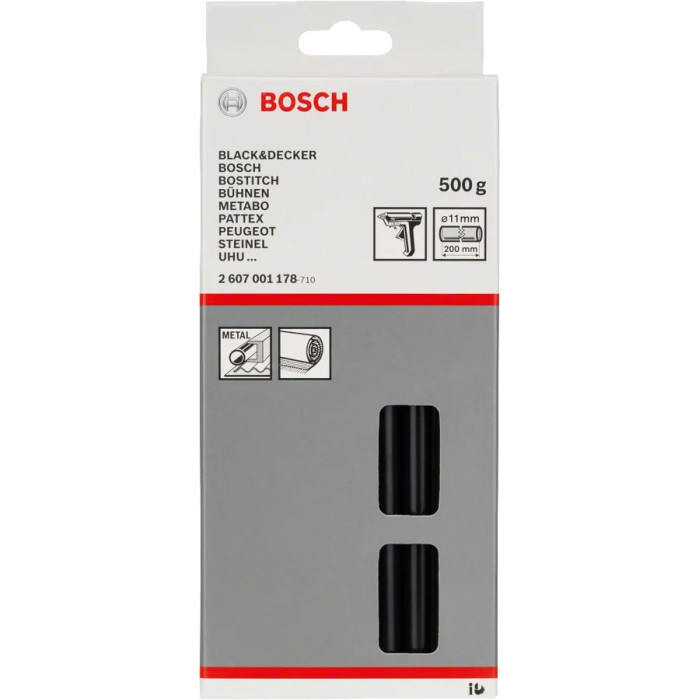 Bosch Стрижні клейові, 11х200мм, 500г, чорний (2607001178)