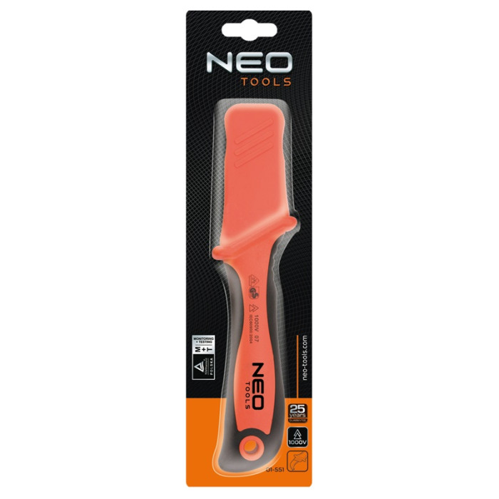 Neo Tools Ніж монтерський, діелектричний, для робіт під напругою 1000В, вигнуте лезо 50мм, 190мм (01-551)
