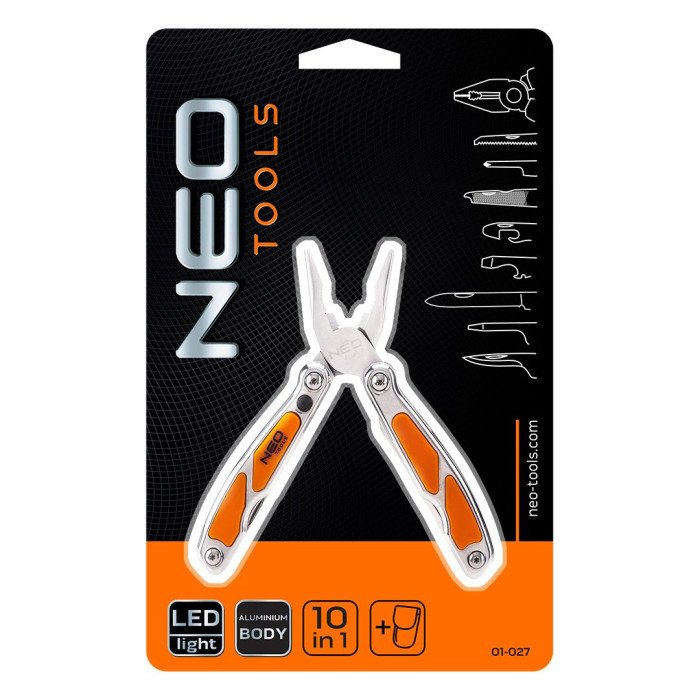 Мультитул Neo Tools, міні, 10 елементів, з LED (01-027)