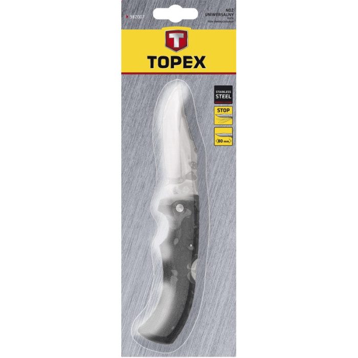 Ніж складаний TOPEX, 210мм, лезо 90мм, фіксатор, тримач прогумований (98Z101)