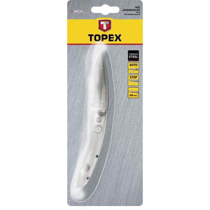 Ніж складаний TOPEX, 205мм, лезо 80мм, фіксатор, тримач металевий (98Z110)