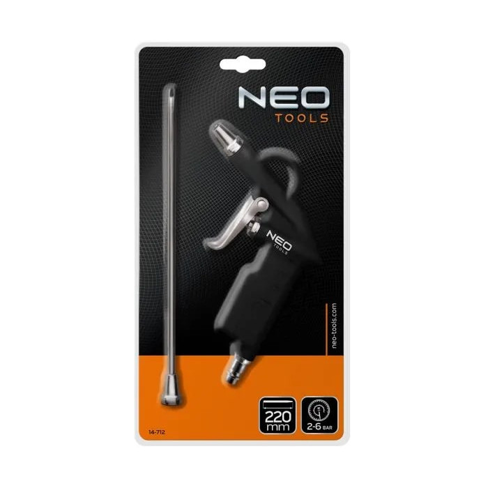 Пістолет продувний Neo Tools, алюміній, подовжене сопло 220мм (14-712)