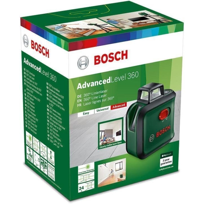 Bosch Нівелір лазерний UniversalLevel 360, до 24м, ±0.4мм/м, +висок, 0.56кг (0603663B03)