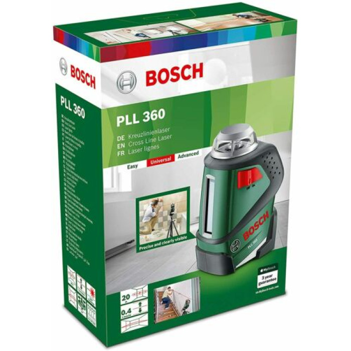 Bosch Нівелір лазерний PLL 360, точність ± 0.4 мм/м, червоного кольору (0603663000)