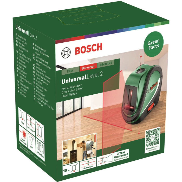 Bosch Нівелір лазерний UniversalLevel2, до 10м, 0.5мм/м, 0.46кг (0603663802)