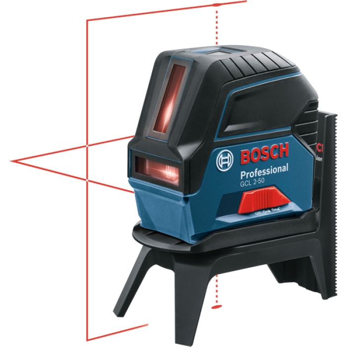 Нівелір лазерний Bosch GCL2-50+RM1+BM3 до 20м, ±0.3мм/м, 4AAx1.5В, IP54, чохол, мішеннь, кейс, 0.6кг (0601066F02)