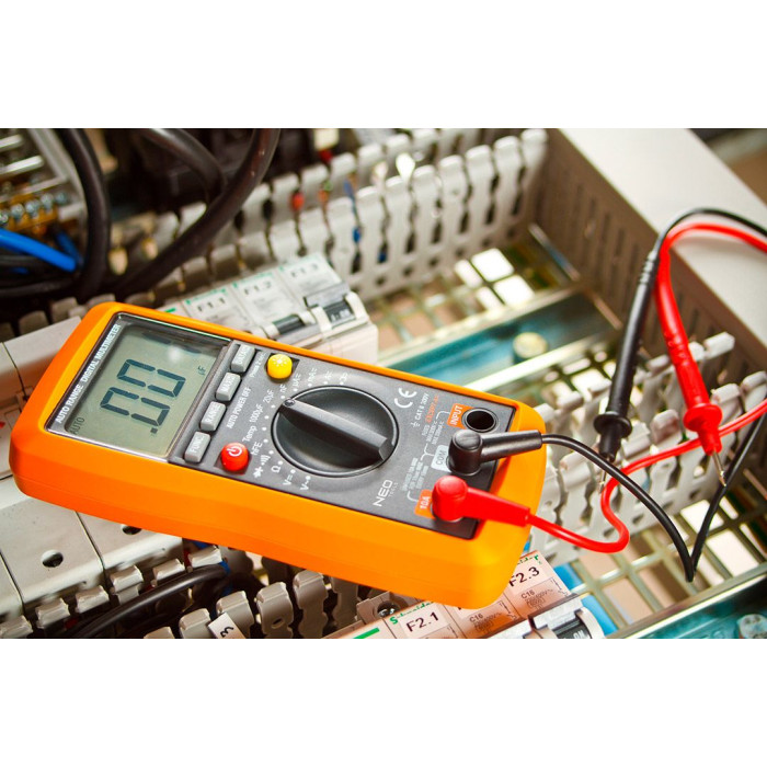 Neo Tools Мультиметр цифровий, 0-300В, широкий РК-дисплей з підсвіткою, чохол (94-001)