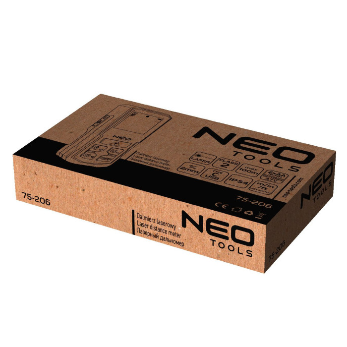 Neo Tools Далекомір лазерний, 0.05-100м, ±2мм, 0.96кг (75-206)