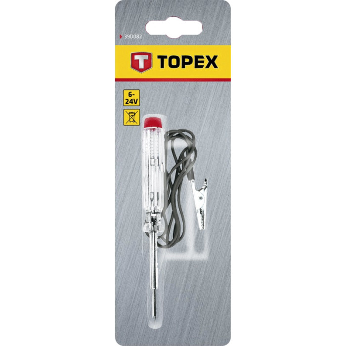 Topex Індикатор напруги бортової мережі автомобіля, 6-24В, 140мм (39D082)