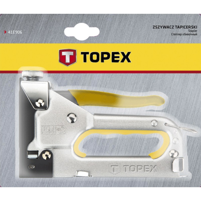 Topex Степлер, 6-14мм, тип скоб J, тримач прогумований, регулювання забивання скоби (41E906)