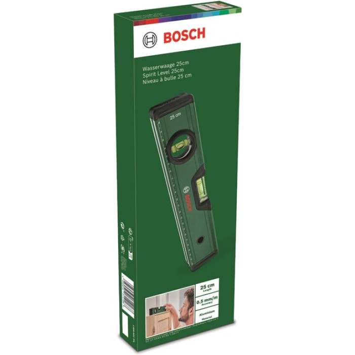 Рівень Bosch, 25см, 2 капсули, алюмінієвий корпус (1600A027PL)