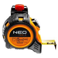 Neo Tools 67-205 Рулетка, сталева стрiчка, 5 м x 25 мм, з фiксатором selflock, защiпка (67-205)