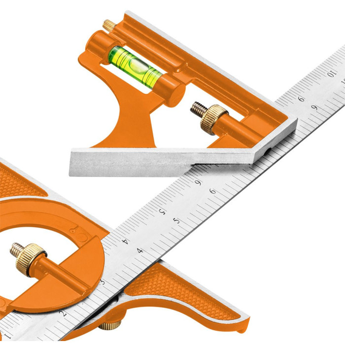 Neo Tools Кутник, 30см, мультикомбінований, транспортир, рівень, тримач алюміній (72-120)
