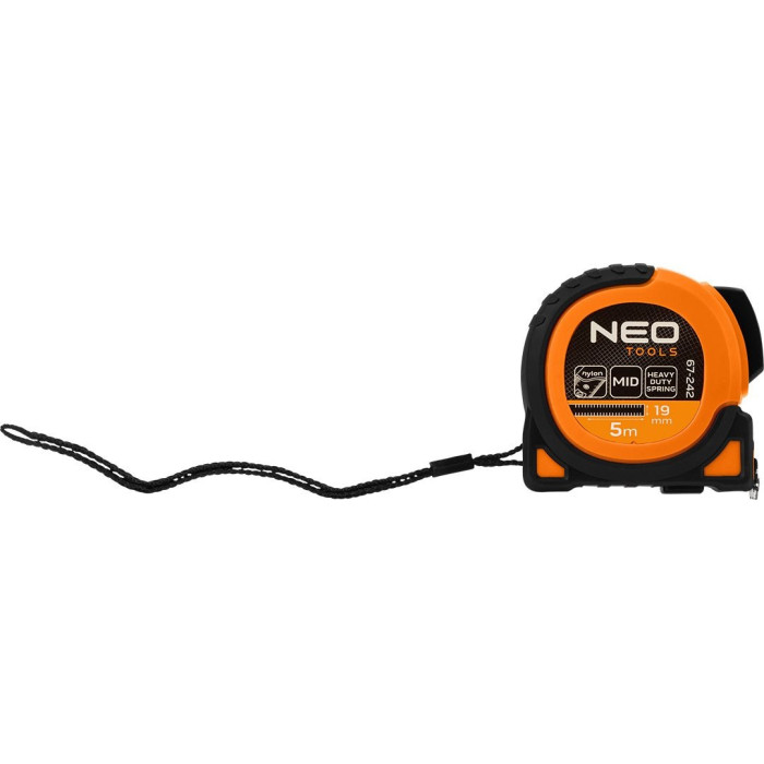 Рулетка Neo Tools Super Black, 5мx19мм, з фіксатором змотування, магніт (67-242)