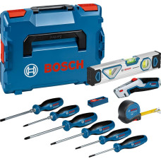 Набір професійних викруток та змішаних ручних інструментів Bosch 19 шт, L 3.5, SL6.5, TX15, TX20, PH1, PZ 2 мм, рулетка 5м, рівень 25см (0615990N2R)