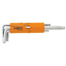 Neo Tools Ключі шестигранні, набір 8шт, довгі, кулястий наконечник, CrV, 2-10мм (09-523)