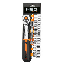 Neo Tools Набір торцевих головок, 12шт, 3/8", тріскачка 90 зубців, CrV (10-020N)
