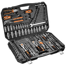 Neo Tools Набір інструментів, 233шт, 1/2", 1/4", 3/8", CrV, кейс (10-078)
