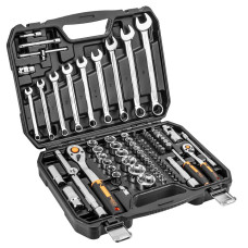 Neo Tools Набір інструментів, 82шт, 1/2", 1/4", CrV, кейс (10-059)
