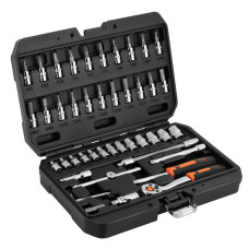 Neo Tools Набір інструментів, Набір торцевих головок, 46шт, 1/4", CrV, кейс (10-004)