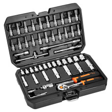 Neo Tools Набір інструментів, Набір торцевих головок, 53шт, 1/4", CrV, кейс (10-006)