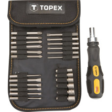 Topex Біти, набір 26шт, 1/4", бітотримач, торцеві головки 6шт, SL,PH,PZ,T, CrV (39D352)