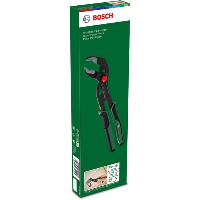 Кліщі переставні Bosch, 250мм, діапазон 0-46 мм (1600A027PR)