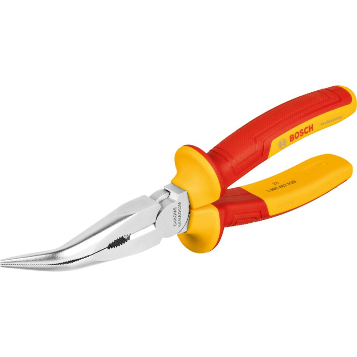 Плоскогубці з довгим носом зігнуті Bosch Professional, 200 мм, (40°), VDE (1600A02NE4)