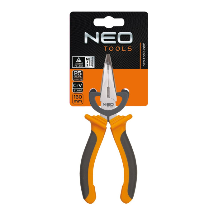 Neo Tools Плоскогубці подовжені вигнуті, 160мм, CrV (01-015)