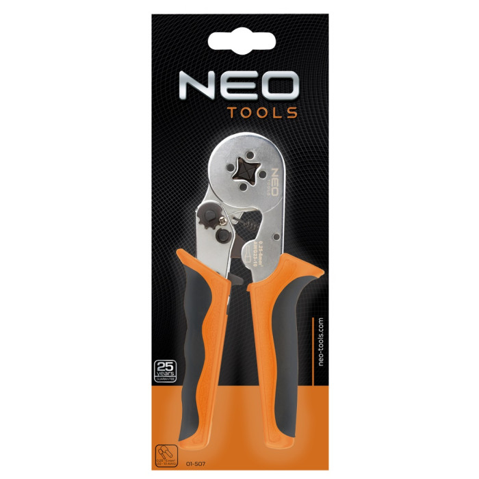 Neo Tools Кліщі обтискні, для обтиску наконечників 0.25-6мм кв., 170мм (01-507)