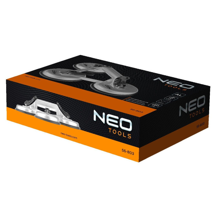 Neo Tools 56-803 Присоска вакуумна, для скла, потрійна, алюмінієвий корпус, діаметр 120 мм, 150 кг (56-803)