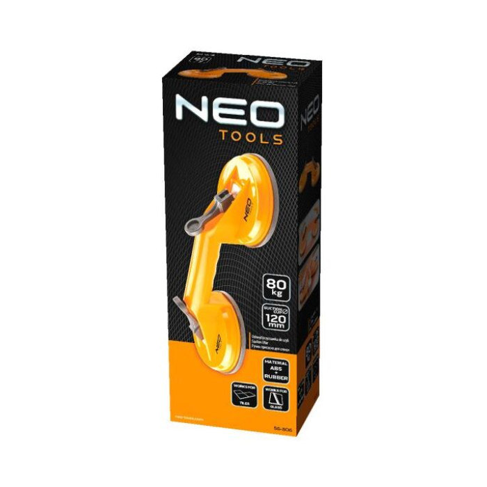 Присоска вакуумна Neo Tools, подвійна,, пластиковий корпус, діаметр 120мм, 80кг (56-806)