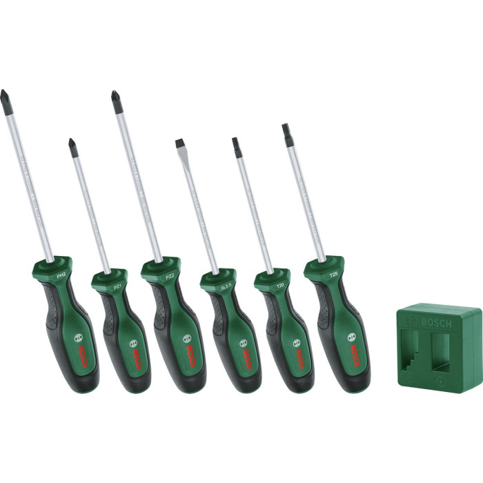 Викрутка Bosch набір 6шт, SL 4 мм, PH2х125 мм, PZ1х100 мм, PZ2х125 мм, Т20х100, Т25х100 (1600A02W7L)