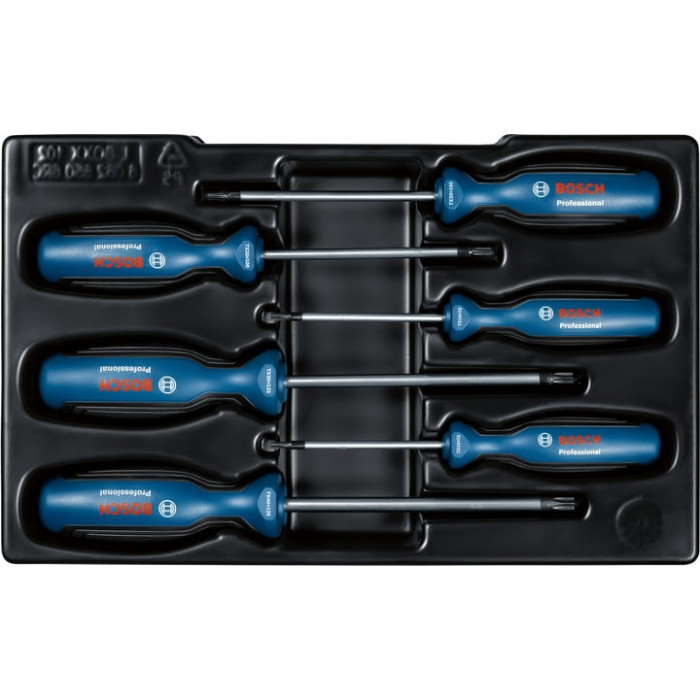 Викрутка Bosch Torx набір 6шт, T10х75, T15х75, T20x100, T25x100, T30x125, T40x125 мм (1600A01V09)