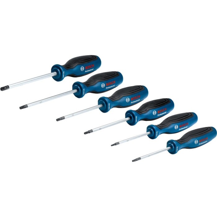 Викрутка Bosch Torx набір 6шт, T10х75, T15х75, T20x100, T25x100, T30x125, T40x125 мм (1600A01V09)